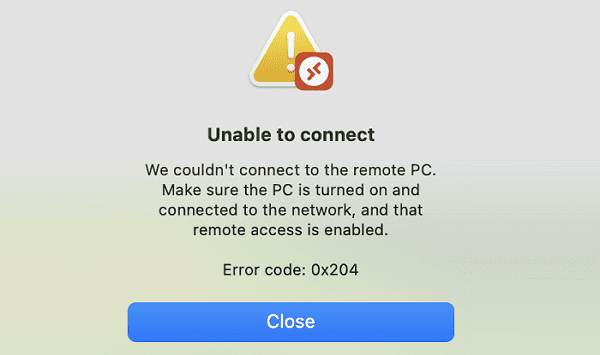 error code: 0x204