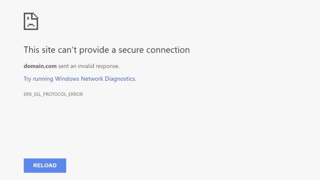 ERR_SSL_PROTOCOL_ERROR
