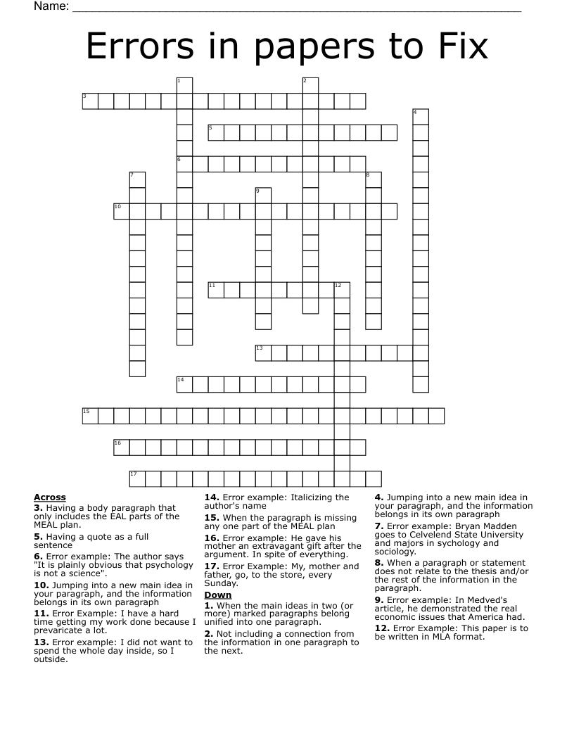 corrected a distribution error crossword