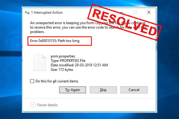 error path too long