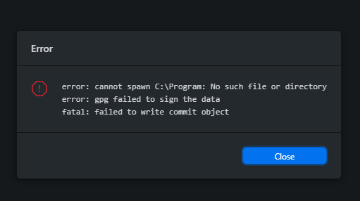 error: gpg failed to sign the data