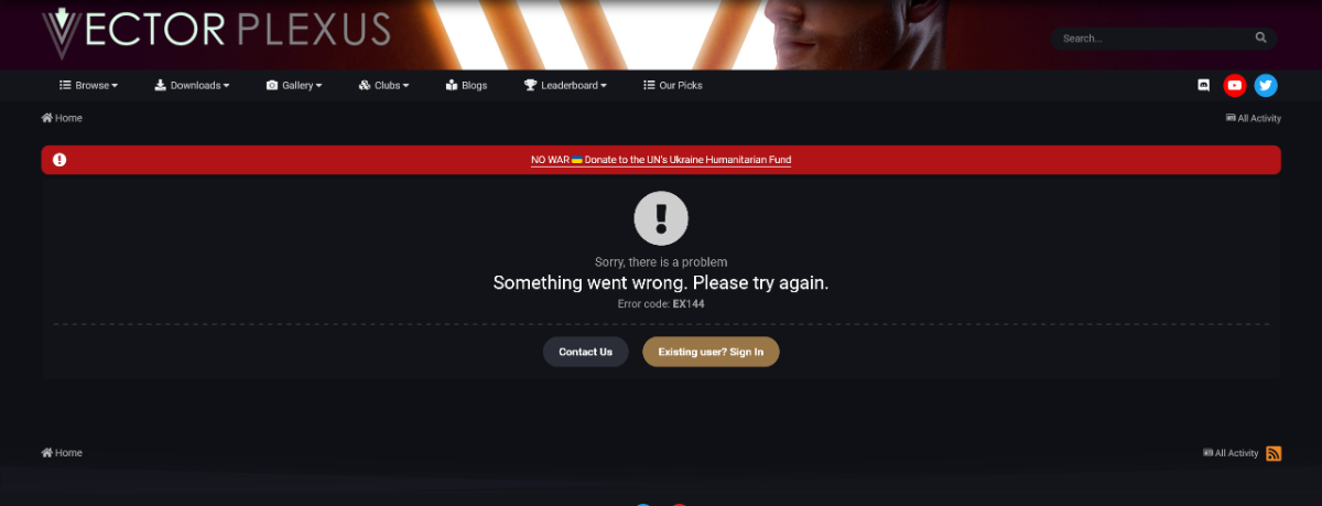 vectorplexus error code ex144